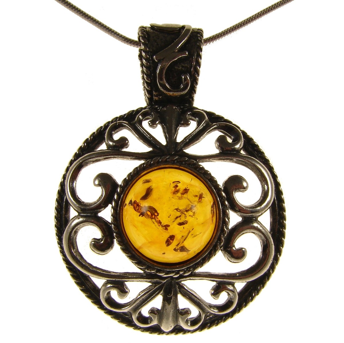 Collier Femme En Ambre Naturel Et Argent 925 - Bijou Neuf Avec étiquettes