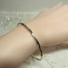 VTG Solid Sterling Silver Bangle Bracelet Jewelry No Stones Modernist 11.4 Grams