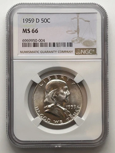 1959 D Franklin Half Dollar NGC MS66 Scarce (NGC Population 32)