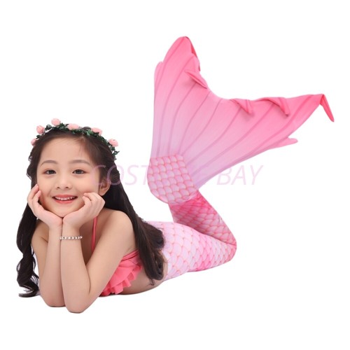 Kids Girls Mermaid Tail Swimming Costume Swimmable Monofin Swimwear Beachwear - Picture 77 of 113