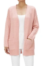 Yemak Women's Open Front Popcorn Knit Sweater Cardigan with Front Pockets HK8145