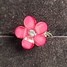 NEW Handmade Wire Wrapped Ring Silvertone Statement Floral Beaded Size 7