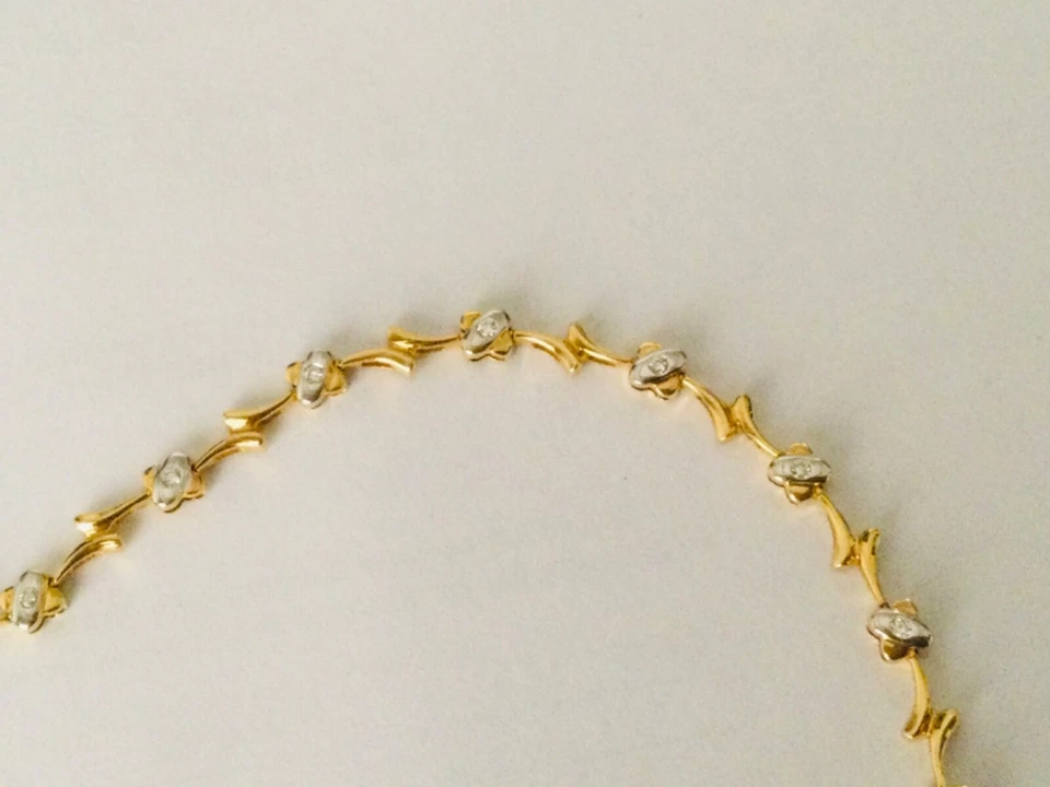 14 K Two Tone Yellow & White Gold .25 Ctw Natural Diamond Tennis Bracelet - Image 2 of 3