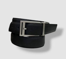 Bloomingdale's Men Black Leather Reversible Buckle Dress Belt Size 40