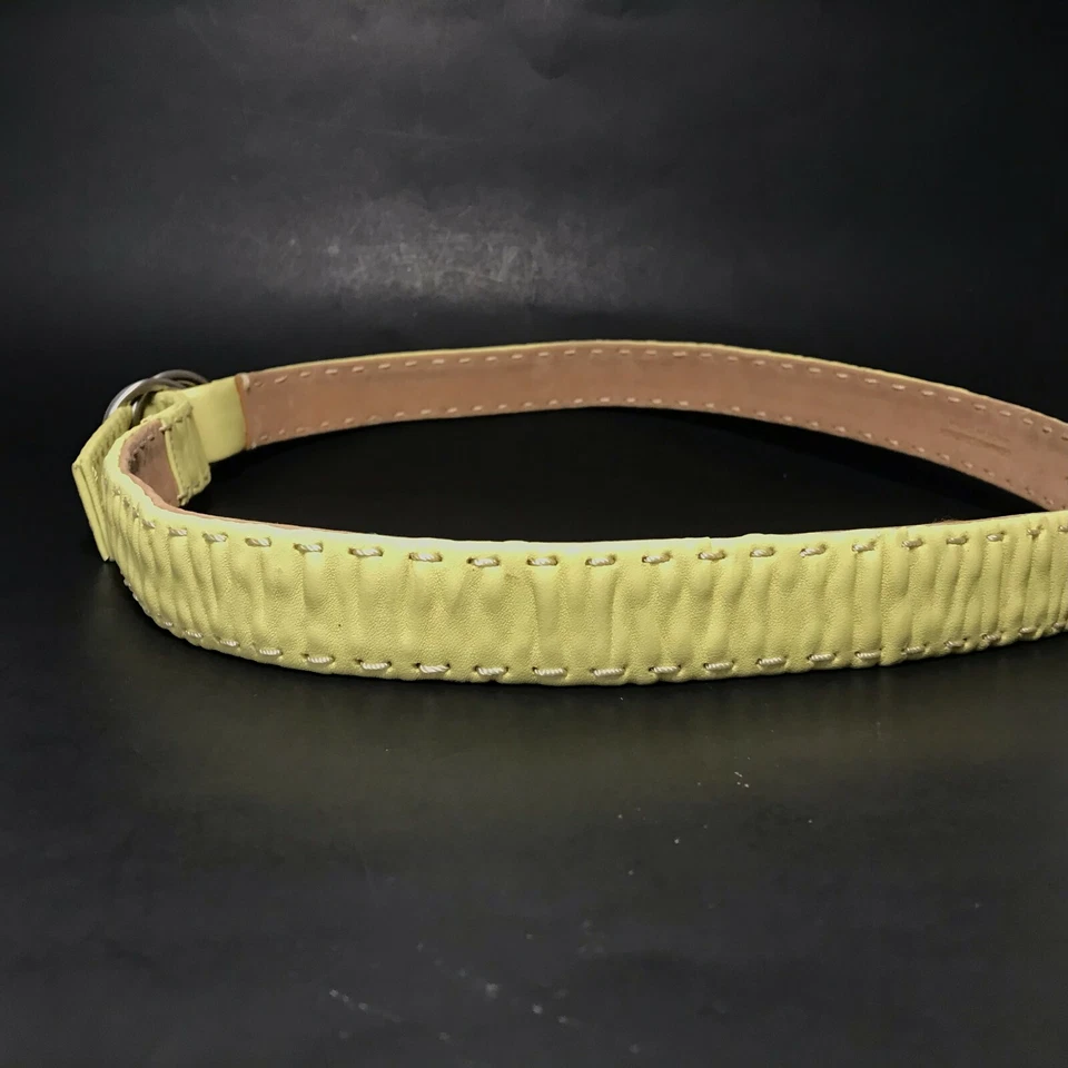 Ann Taylor женщин ремень большой лайм зеленый кожаный сшитый D кольцо повседневное платье - Изображение 3 из 4