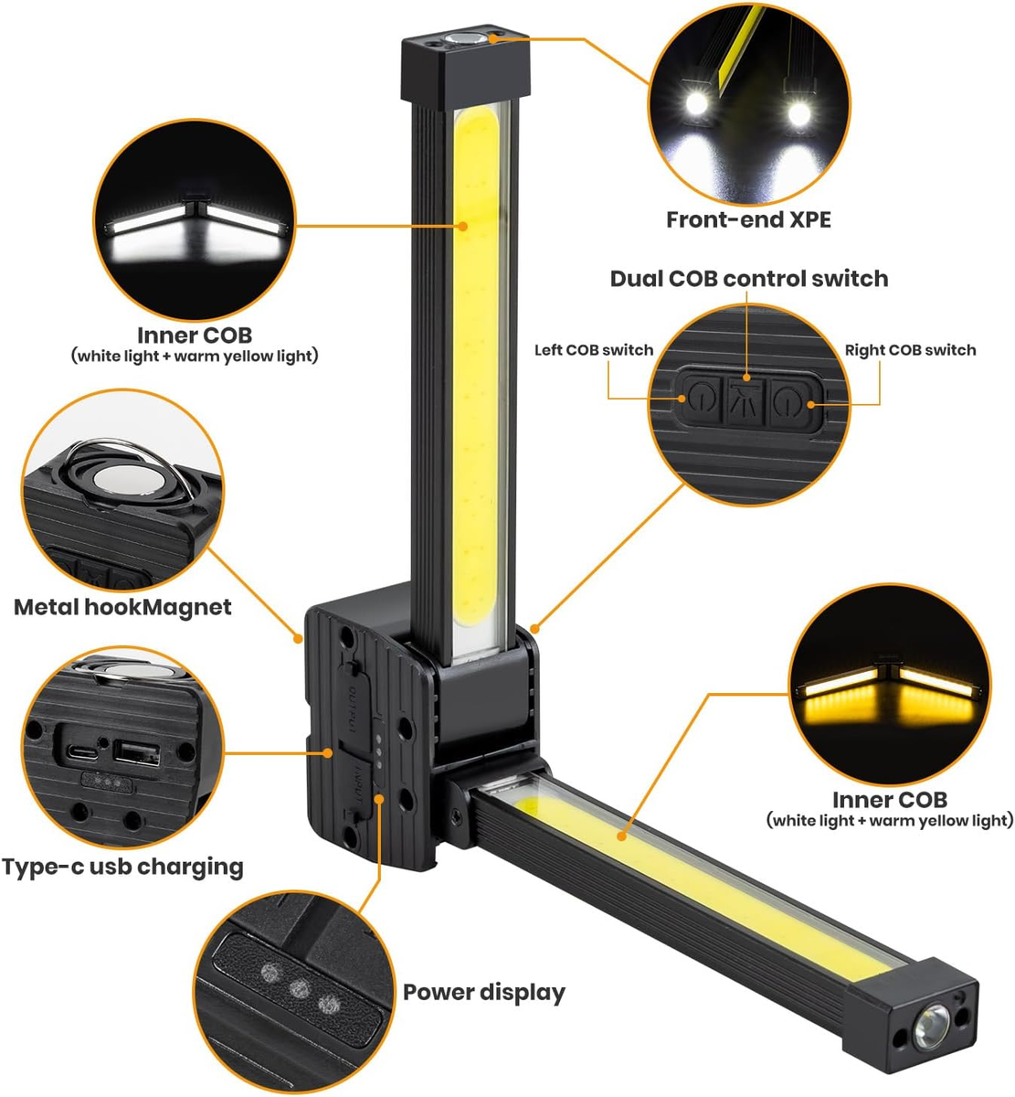 Lampada Da Posa Ricaricabile Per Palestra - 7 Livelli Di Luminosità, Magnetica, Pieghevole 180°, Per Fitness E Outdoor - Foto 6