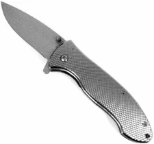 SUPER KNIFE BRAND YD-7895S Diamond Cut Aluminum Pocket Knife, Silver
