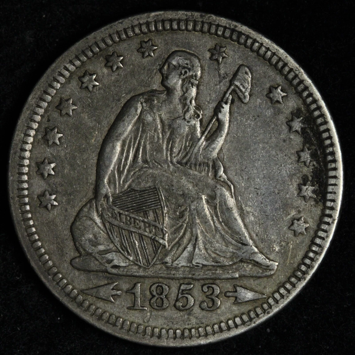 Silver 1853 Year Seated Liberty US Quarters (1838-1891) for sale