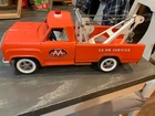 Vtg TONKA Pressed Steel ORANGE AA Tow Truck / Wrecker w/ Paper Decals 14" #2518