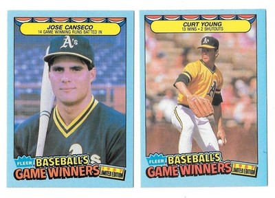 1987 Fleer Game Winners OAKLAND A's Team set