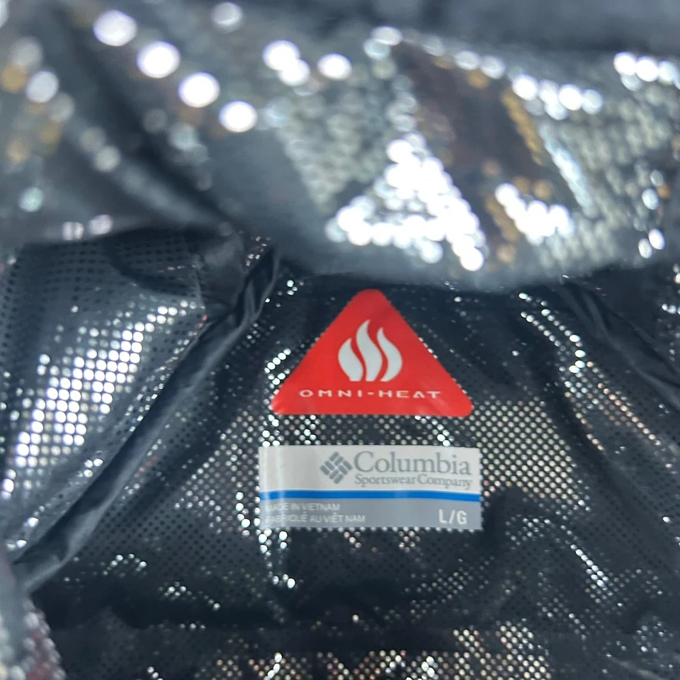 Chaqueta Columbia para mujer grande negra amarilla cremallera completa imitación piel capucha OmniHeat Foto 2 de 4