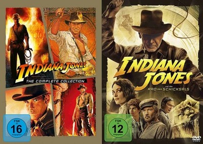 Indiana Jones - Teil 1-4+5 Rad des Schicksals im Set # 5-DVD-NEU