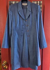 Kasper ASL Women's Slate Blue 2 PC Duster Blazer Jacket Sleeveless Dress Size 4