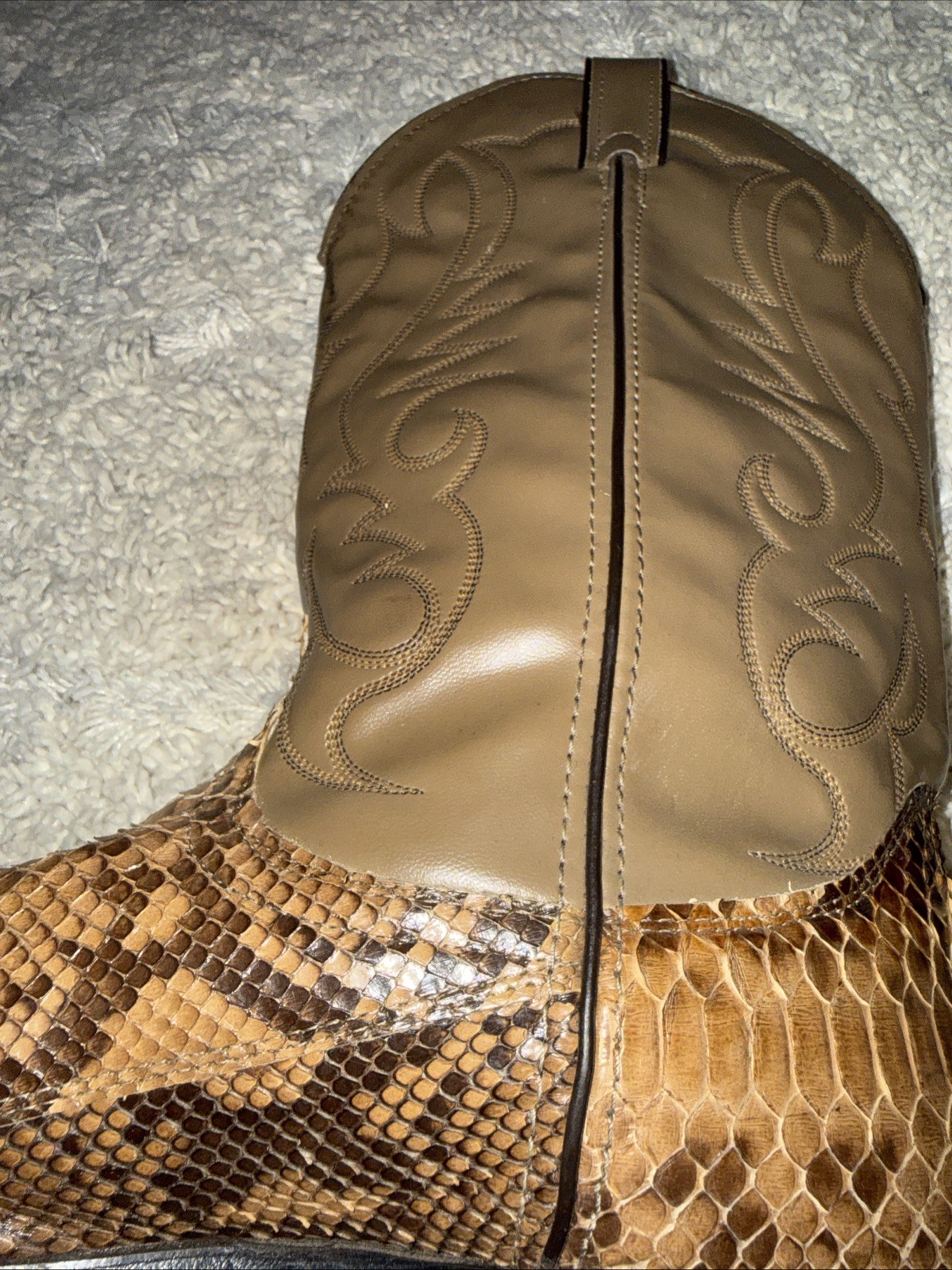 Laredo Brown Python Snakeskin Leather Western Cow… - image 7