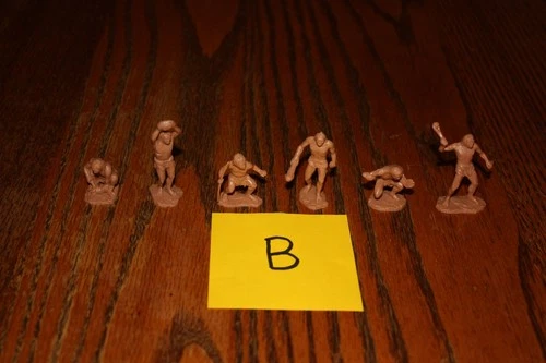 Marx 1970's Set of All Six Brown Prehistoric Cavemen for Dinosaurs B - MPC