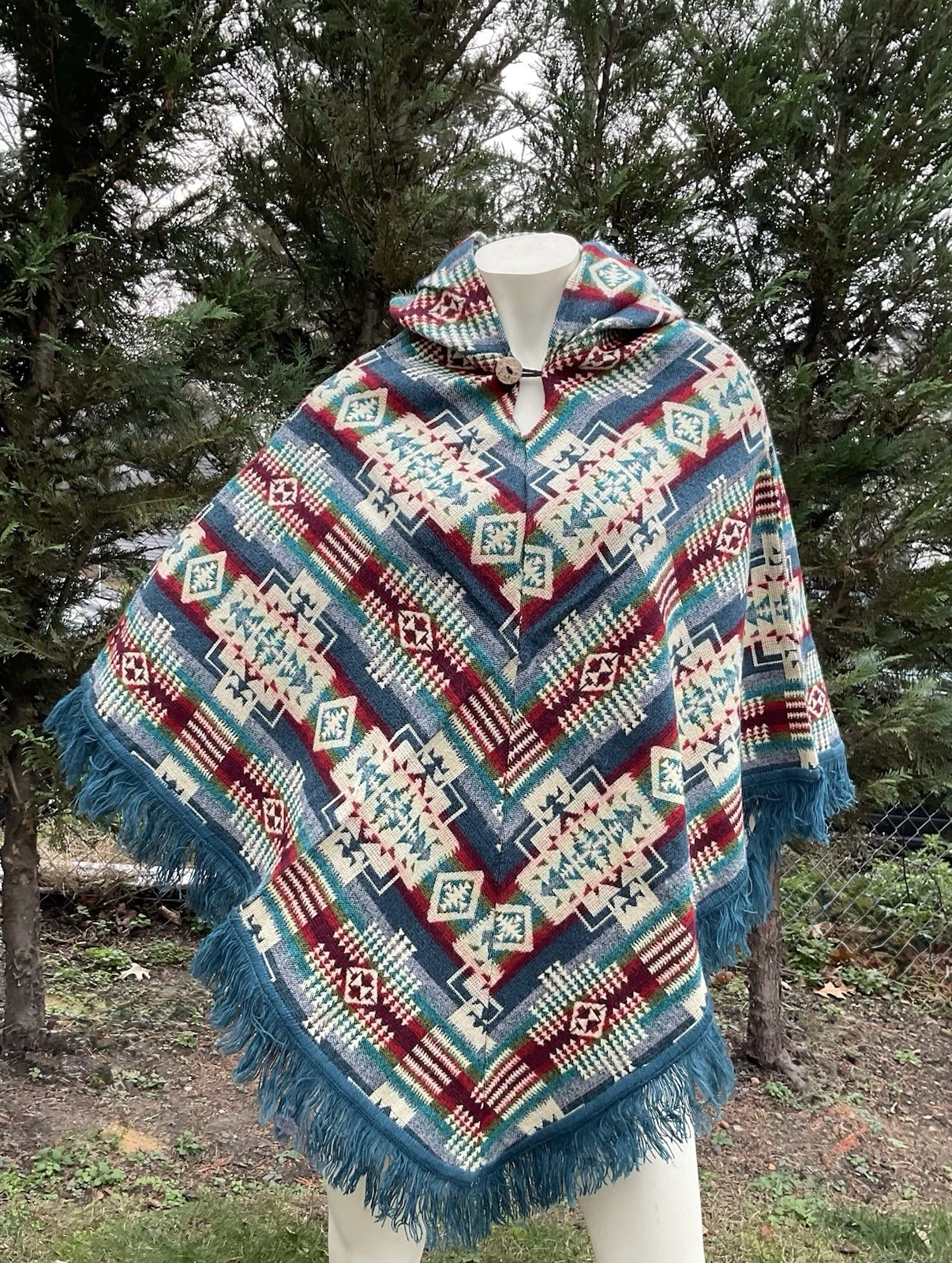 Alpaca Wool Poncho, V Shaped Style, Green, Lightweight But Super Soft & Warm