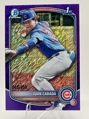 2025 1st Bowman Chrome /250 Juan Cabada * Purple Shimmer * Cubs 055/250