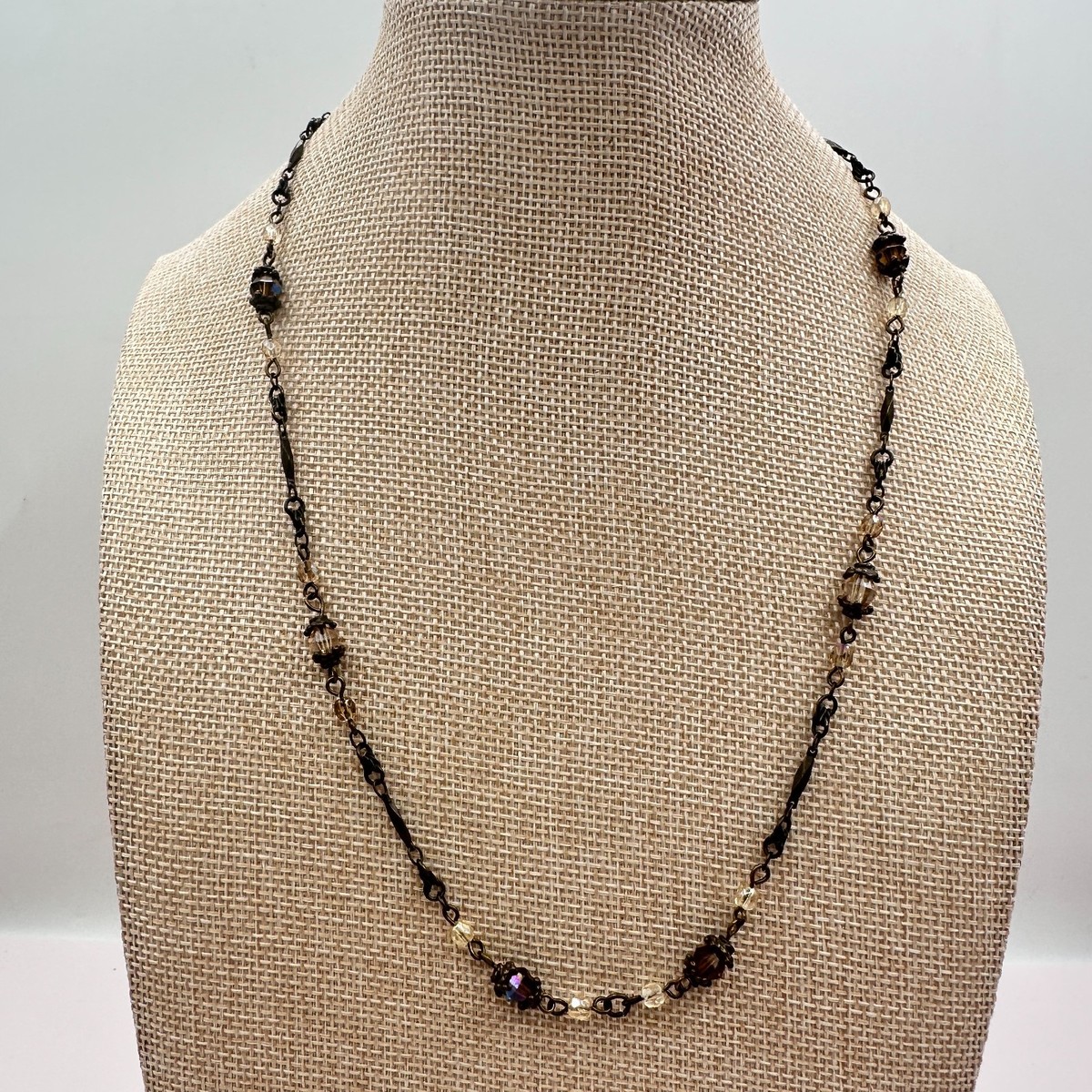 Chico\'s Bronze and Black Square Necklace Chicos Large Pendant Asian Style Necklace. For Sale at Ruby Lane main image 3