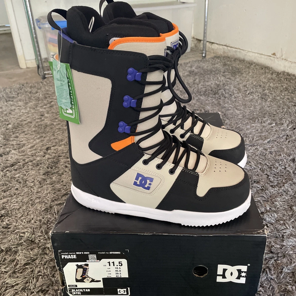 Men\'s 10.5 DC Phase Snowboard Boots Black Lace Up Gum Outsole 103400 2007 Dc Park Snowboard Boots for sale - eBay main image 3