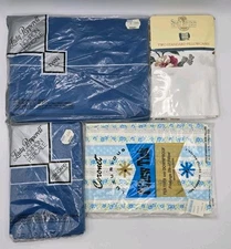 4 Lot Sheet & Pillowcases Lady Pepperell TWIN FLAT Fine Cotton Sheet Blue White