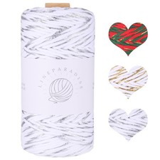 Macrame Cord 3mm 109 Yards Cotton Shiny Rope White Silver Decor Knitting Craft