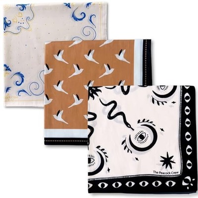 Premium Soft Cotton Designer Bandanas Pack for Pack of 3 Birds Mystical Blossom