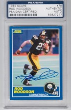Steelers ROD WOODSON autograph signed auto 1989 SCORE ROOKIE card RC PSA DNA