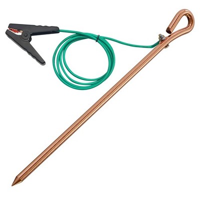 Portable Grounding Rod with 4ft 12AWG UL Listed Grounding Wire with Crocodile...