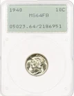 1940 10C PCGS MS64 FB Rattler OGH Mercury Silver Dime Full Bands Philadelphia