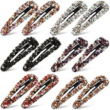 Chuangdi 12 Pcs Rhinestone Hair Clips, 3. 2 Inch AB Crystal Metal Hair Barret...