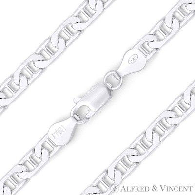 Massives .925 Sterlingsilber 5,7 mm flach Marina Mariner Glieder italienisches Kettenarmband