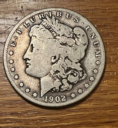 1902-s  Morgan silver dollar ,  VG ,