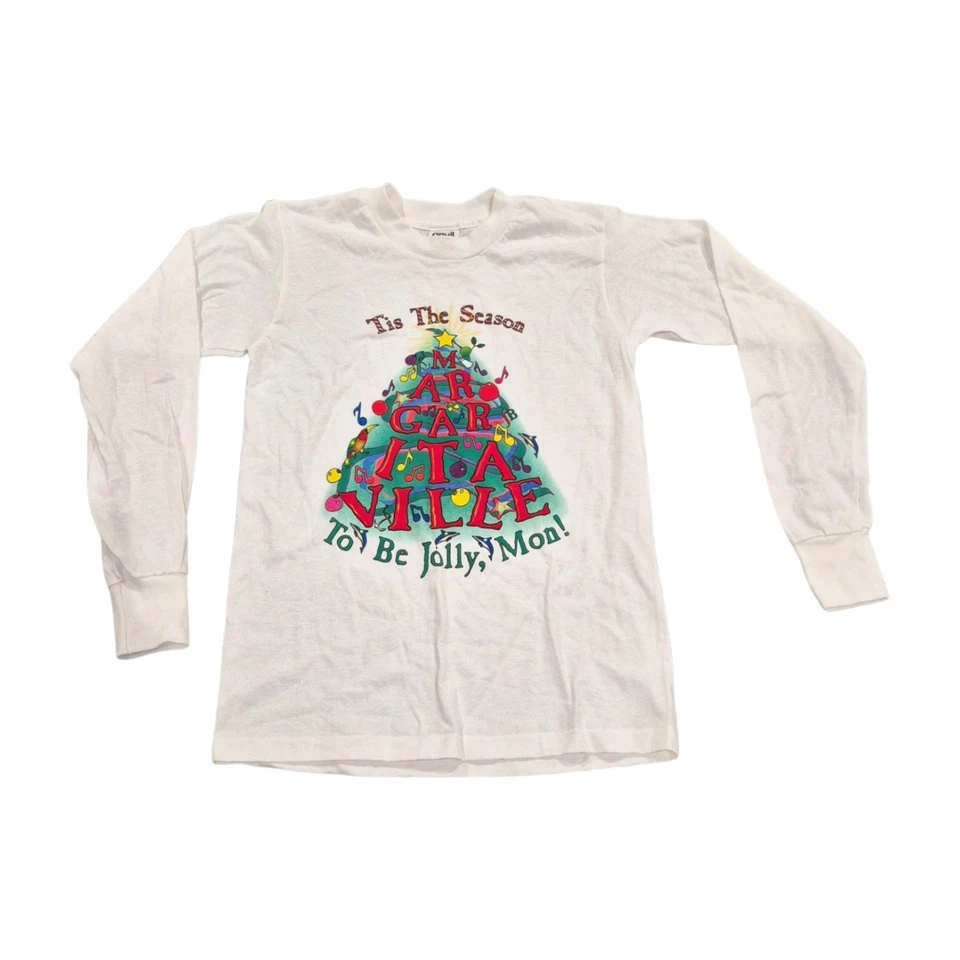 Винтажная футболка Margaritaville Tis The Season LS Christmas одинарный шов молодежная L - Изображение 2 из 4
