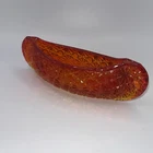 Vintage 1960s Fenton Canoe Glass Red/ Amberina Daisy & Button Pattern Florescent