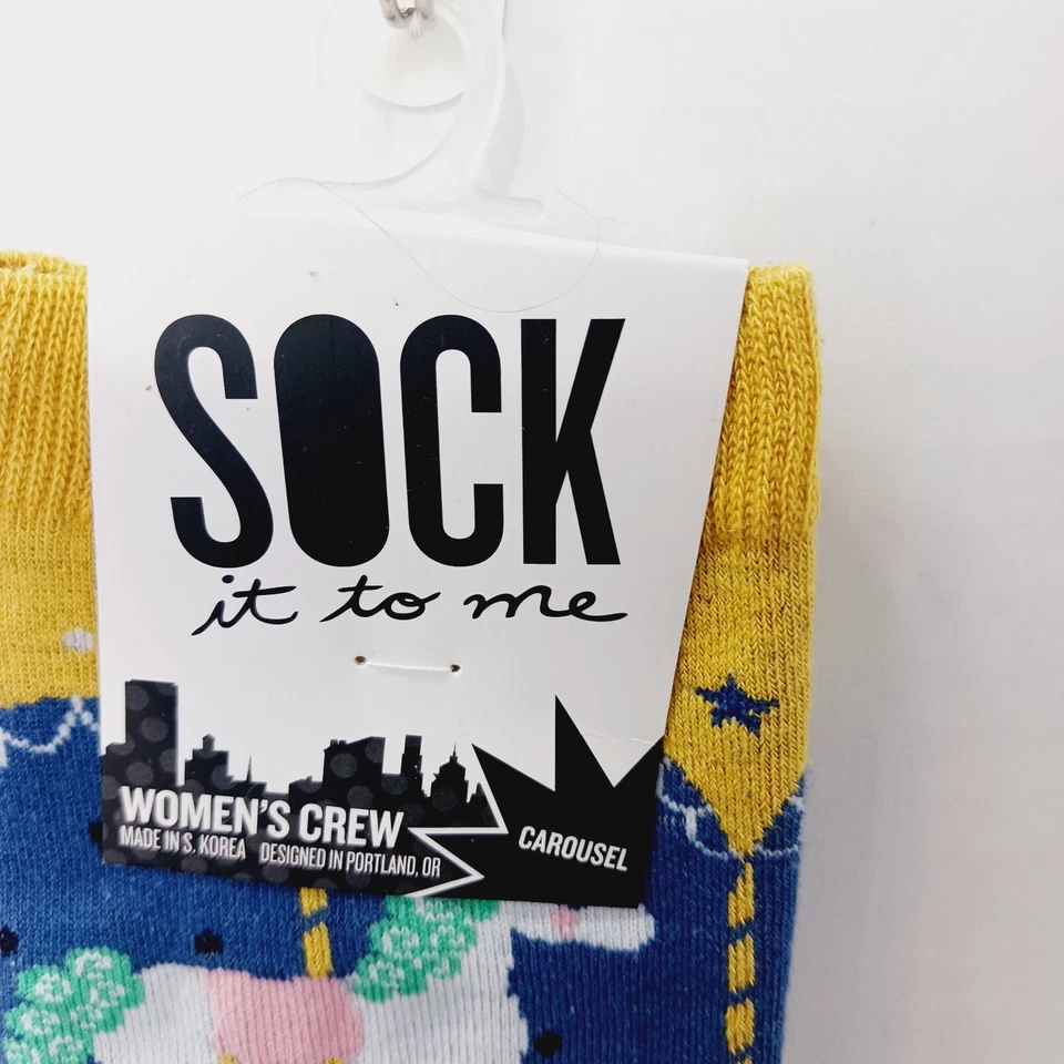 Sock It To Me Crew Women Boy Unicorn Carousel Horse Merry Go Round Horn NWT NEW - Image 3 of 4