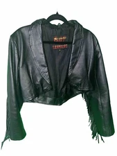Vintage Women's Small Hot Leathers Biker Jacket/Unique Pakistan Craftsmanship