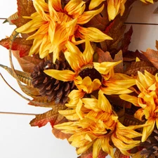 18" Factory Direct Craft Autumn Artificial Sunflower and Pinecone Wreath