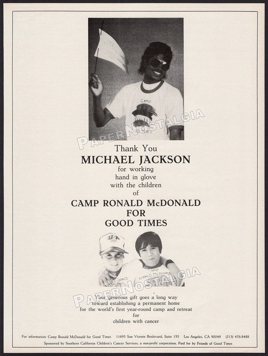 MICHAEL JACKSON_/_Camp Ronald McDonald__Original 1984 Trade print