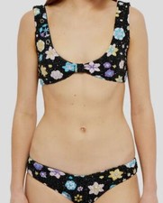 245 Oceanus Womens Black Desi Embellished Two-Piece Bikini Set Swimwear Size L