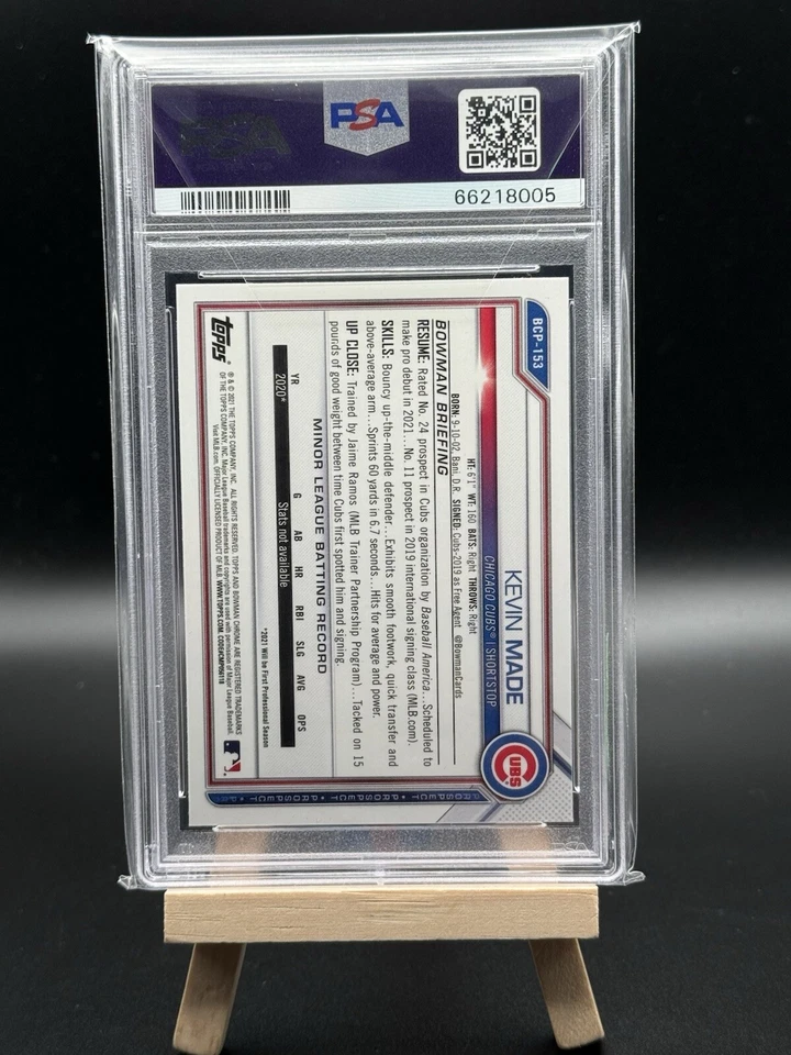 Kevin Made 2021 1st Bowman Chrome Sapphire Refractor PSA 10 GEM Cubs - Image 2 of 2