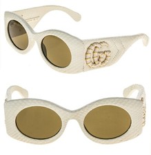 GUCCI GG0815S MATELASSE 0815 Ivory Snake Quilted Leather Sunglasses 002 Marmont