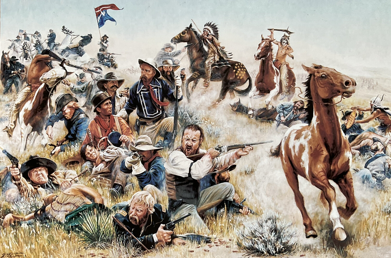 Custer’s Last Stand At The Little Big Horn. Print On Board 12 X 8 eBay