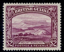 BRITISH GUIANA GVI SG318a, $2 purple, LH MINT. Cat £30.