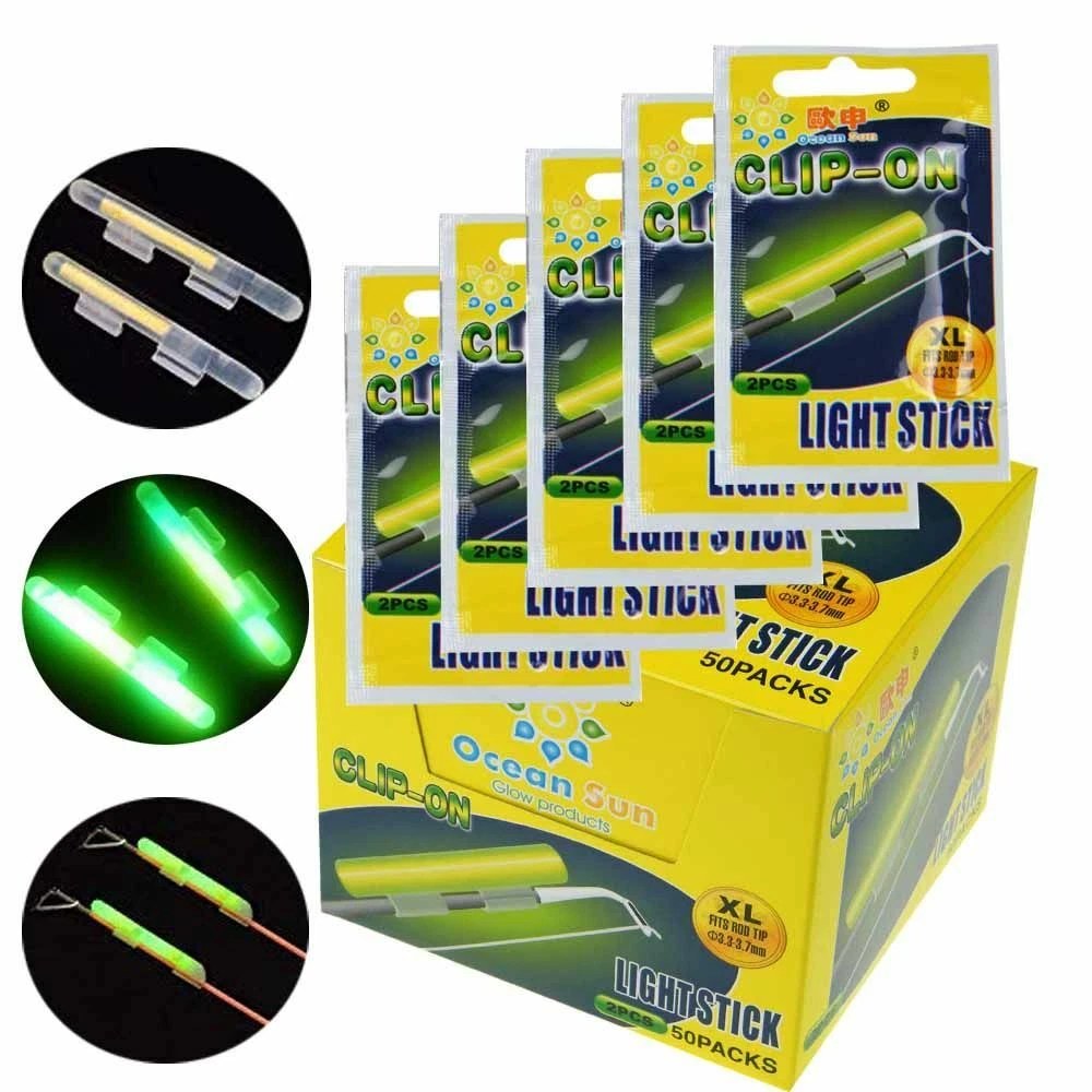 Fishing Glow Stick Clip Rod Night Float Fluorescent Light Sticks Lightstick  Tip