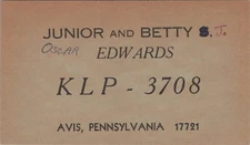 vintage CB radio QSL postcard Oscar Betty Jo Edwards 1960s Avis Pennsylvania