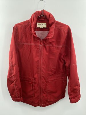 Eddie Bauer Mens Size M Windbreaker Hooded Jacket Rain Coat Zip Up Mesh Lining