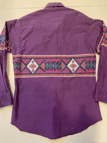 Vintage Wrangler Brushpopper Aztec Western Button Up Mens Size 16-34 Retro - Picture 9 of 12