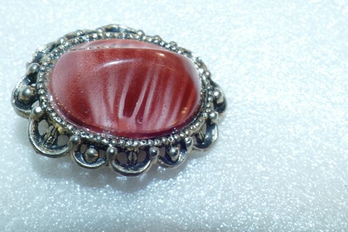 Vintage Large Clip Earrings Faux Marble Swirl Statement Fashion Maroon Burgundy - Picture 9 of 9