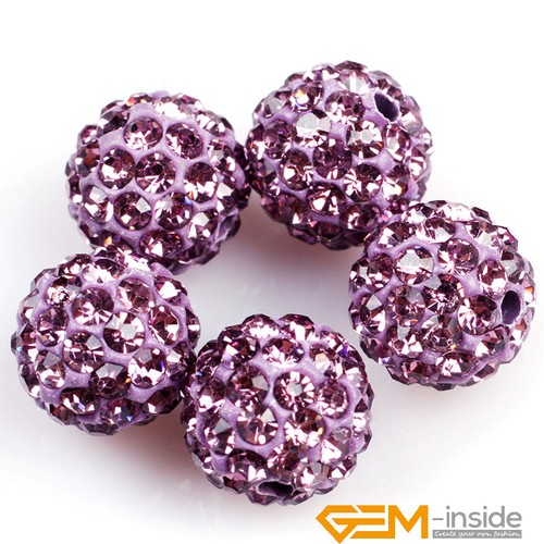 10mm Sparkle Clay Rhinestone CZ Crystal Pave Disco Ball Beads 10 Pcs Wholesale - Picture 27 of 39