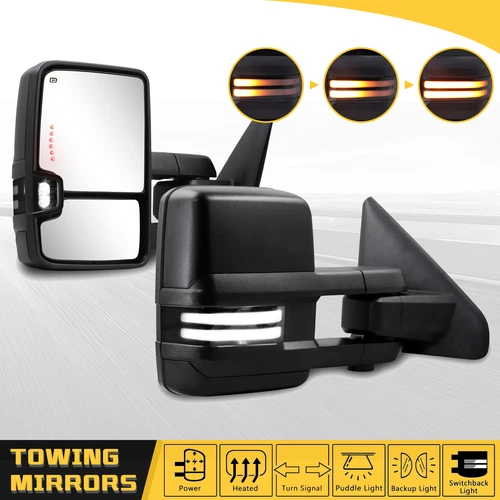 Tow Mirrors Switchback Heated for 2002-2008 Dodge Ram 1500 03-09 Ram 2500 3500